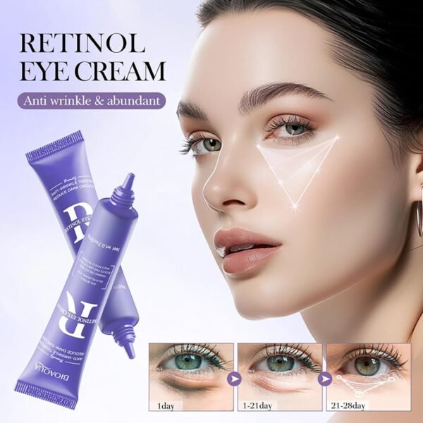 Retinol Eye Cream, Moisturizing Eye Care Daily Anti-Wrinkle Cream with 45% Retinol and 5% Hyaluronic Acid to Smooth and Moisturize Skin, Under Eye Bags, Reduce Dark Circles, Wrinkles (0.7 Ounces) - Image 3