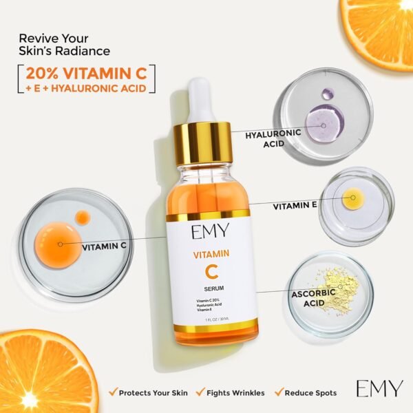 Vitamin C Serum Hyaluronic Acid Anti-aging Face Moisturizer Nourishing Protects your skin Anti-wrinkle care Collagen Glycerin Ascorbic Acid Plumping Cream - Image 3