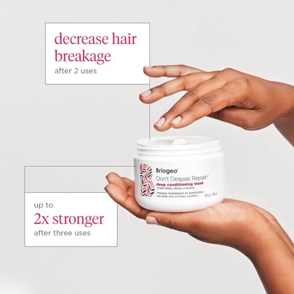 Briogeo Don't Despair, Repair! Deep Conditioning Mask, Deep Conditioner for Dry Damaged or Color Treated Hair, Prevent Future Breakage, Protein Mask for Stronger Hair, Vegan, Cruelty-Free - Image 5