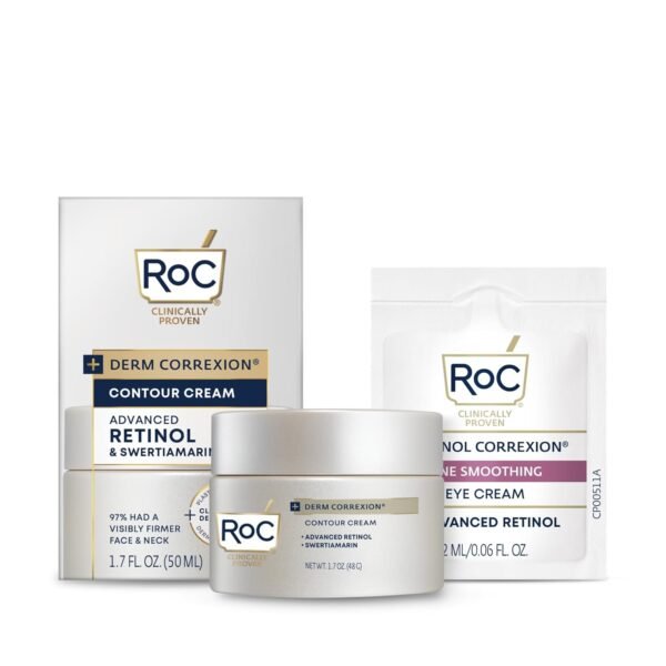 RoC Derm Correxion Neck Cream with Hyaluronic Acid and Advanced Retinol to visibly Tighten & Lift Horizontal Neck Lines, Facial Moisturiser to Contour Face, Neck + Jaw, (1.7 oz) with Retinol Packette - Image 2