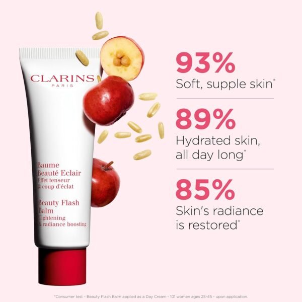 Clarins Beauty Flash Balm | 3-In-1 Hydrating 10-Minute Face Mask, Make-Up Primer, or Quick Pick Me Up Radiance Booster | Moisturizes, Brightens and Visibly Tightens | Non-Oily and Non-Comedogenic - Image 3