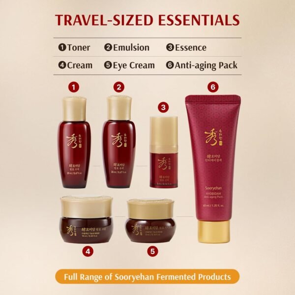 Sooryehan Ginseng Skincare Set - Hyobidam Korean Skin Care Set, Premium Gift Set for Intense Hydration, Firm Skin, Wild Ginseng, 13.53 fl oz - Image 6