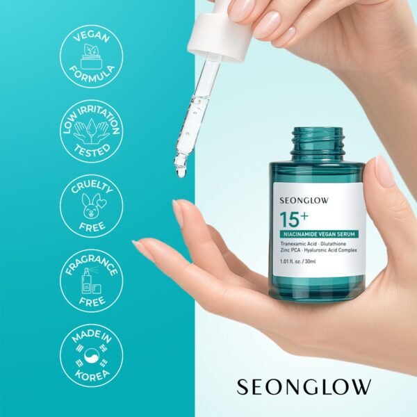 15% Vegan Niacinamide+ 3% Tranexamic Acid Serum: Korean Skin Care Niacinamide serum - Pore Minimizer for Face, Glutathione, Zinc PCA, 1.01 fl.oz.(30ml) - Image 6