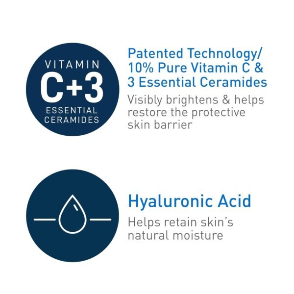 CeraVe Vitamin C Serum with Hyaluronic Acid, Skin Brightening Serum for Face with 10% Pure Vitamin C, Fragrance Free, 1 Fl. Oz - Image 5