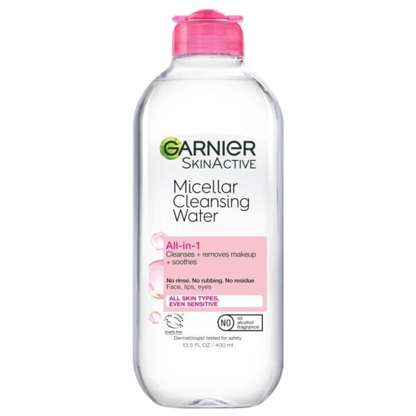 Garnier Micellar Water, Hydrating Facial Cleanser & Makeup Remover, Suitable for Sensitive Skin, Vegan, Cruelty Free, 13.5 Fl Oz (400mL), 1 Count - Image 2