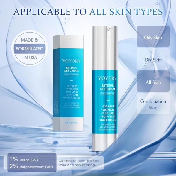 Retinol Under Eye Cream - Eye Cream for Eye Bags, Dark Circles, and Fade Wrinkles, Fine Lines Skin Care Treatment for Women and Men, 20ML(White) - Image 9