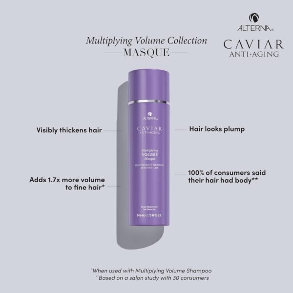 Alterna CAVIAR Anti-Aging Multiplying Volume Masque 5 Fl Oz | Lightweight Hydrating Hair Volumizer Mask for Fine, Thin, Limp or Flat Hair | Adds Shine & Body | Strengthens, Detangles & Boosts Fullness - Image 4