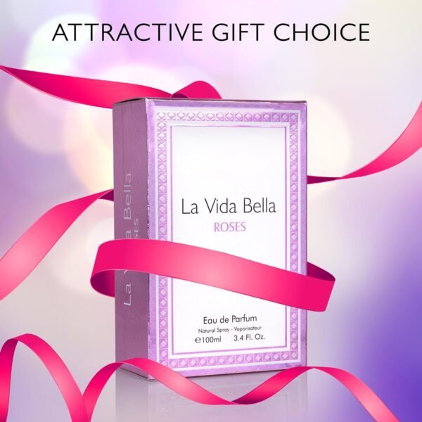 La Vida Bella Roses for Women Eau De Parfum - Floral Amber Fragrance that Combines Top Notes of Raspberry, Pink Pepper & Bergamot - Sugary Rush & Citrusy - Spicy & Rich Aromatic Scent 100ml Bottle - Image 8