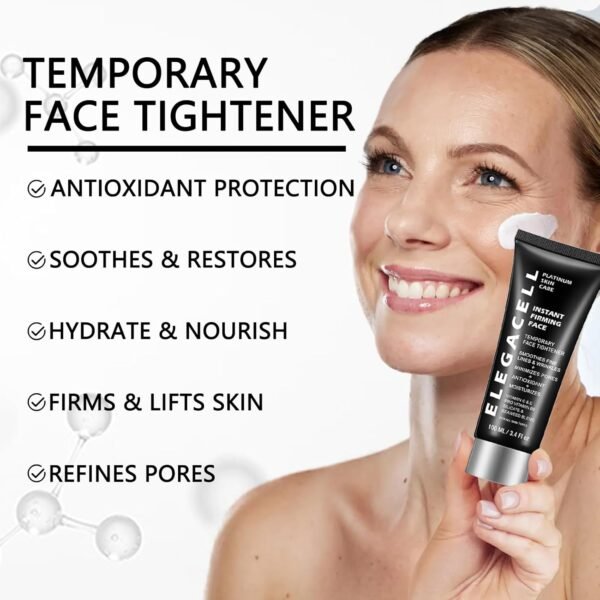 Elegacell Face Tightener Instant Face Lift Cream Temporary Frim Skin Tightening and Lifting Cream-Smooth the Look of Fine Lines 100ml, 3.4 fl.oz - Pack of 2 - Image 3