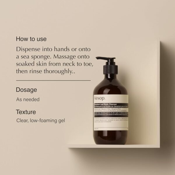 Aesop Geranium Leaf Duet | Gel Body Cleanser + Body Balm | Aromatic Pairing For Cleansed and Supple Skin | Paraben-Free, Cruelty-Free & Vegan |16.9 oz + 16.5 oz - Image 3
