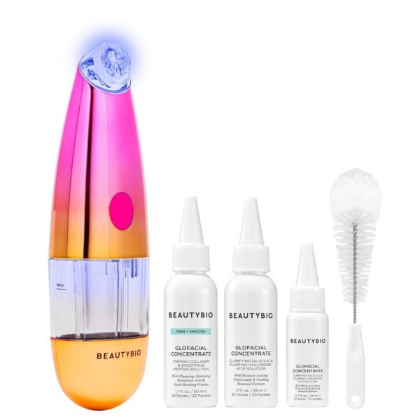 BeautyBio GLOfacial Hydro-Infusion Deep Pore Cleansing + Blue LED Clarifying Set: Tool + Concentrate - Image 2