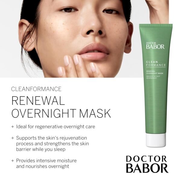BABOR CLEANFORMANCE Renewal Overnight Mask, Rejuvenate and Replenish Moisture and Skin Barrier During Sleep, Balanced Hydrated Skin Infused With Hyaluronic Acid, Prebiotics and Probiotics, 2.53 oz - Image 3