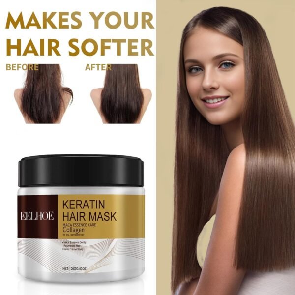 Collagen Hair Mask for Damaged Hair - Deep Repair Conditioning Argan Oil Treatment for Curly or Straight Thin Fine Hair 100ml - Image 8