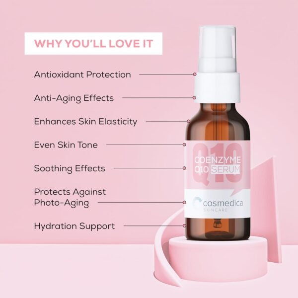 Cosmedica Skincare Coenzyme Q10 Serum 1oz - Wrinkle Reduction, Even Skin Tone, Hydrating & Firming - Cruelty-Free, Paraben-Free, Vegan, Antioxidant Rich Formula for Rejuvenated Complexion - Image 3