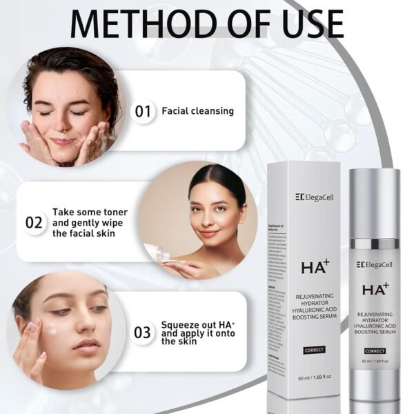 ElegaCell HA+ Rejuvenating Hydrator Skin Hyaluronic Acid Boosting Serum for Face, 1.69 oz Pump,Smooth Fine Lines and Wrinkles,Promotes 24-Hour Moisturization - Image 8