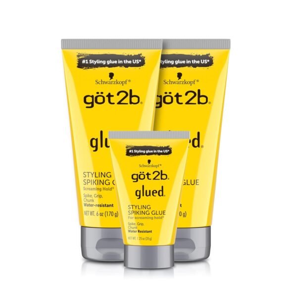 Got2B Glued Styling Spiking Hair Gel 2 - 6 oz tubes + 1 Travel 1.25 oz tube - Image 2