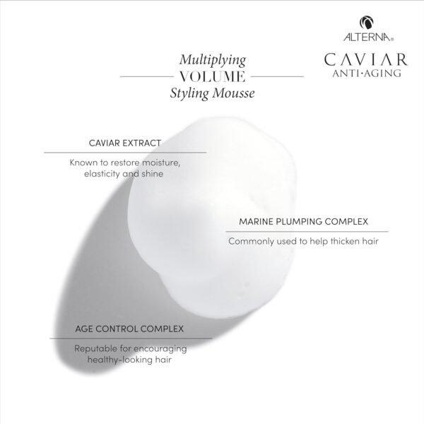 Alterna Haircare CAVIAR Anti-Aging Multiplying Volume Styling Mousse, 8.2 Fl Oz | For Fine, Thin Hair | Medium Hold | Create Instant Volume and Thickness | Sulfate Free - Image 8