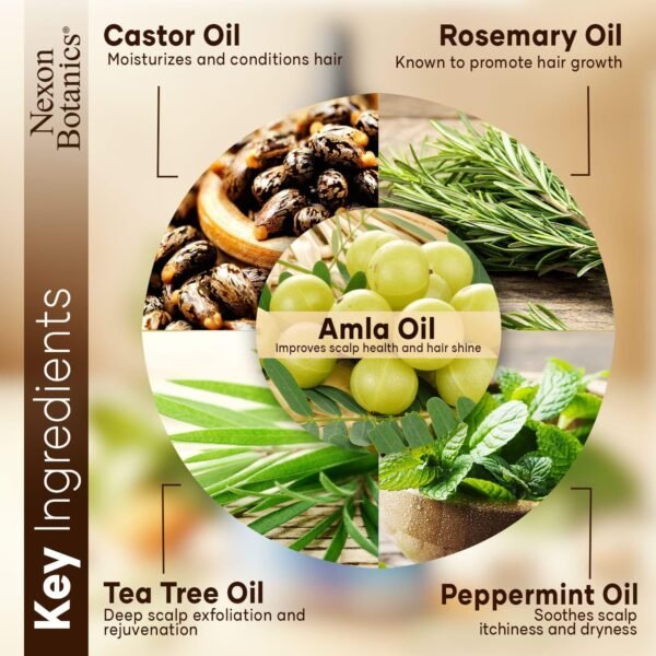 Amla Rosemary Hair Oil 4 fl oz - Nourishing Oil for Hair Growth & Dry Scalp - With Mint, Castor & Tea Tree Oils - For Damaged, Curly, Frizzy Hair - Men & Women - Image 3