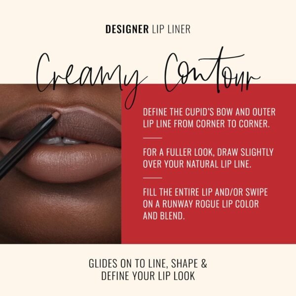 Runway Rogue Designer Liner Lip Pencil, Matte Soft Mocha Lip Liner Pencil and Lip Liner Sharpener, ‘Trendsetter’ - Image 4