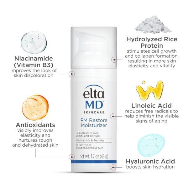 EltaMD PM Restore Face Moisturizer, Night Moisturizer for Face, Restores Skin Elasticity and Vitality Overnight, Safe For All Skin Types - Image 7