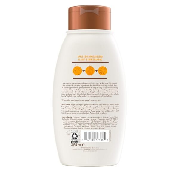 Aveeno Apple Cider Vinegar Clarifying Shampoo, Shine Enhancing, 12 fl oz - Image 7