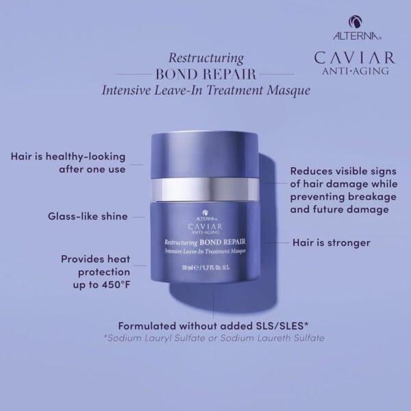 Alterna Haircare CAVIAR Anti-Aging Restructuring Bond Repair Intensive Leave-In Treatment Masque 1.7oz | Repairs, Strengthens and Protects Damaged Hair - Image 4