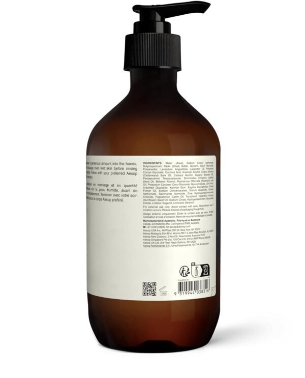 Aesop Eleos Nourishing Body Cleanser | Hydrating Ingredients For Refreshed, Soft Skin | Enriched With Emollients, Humectants, Purifying Botanicals | 500mL / 16.9oz - Image 8