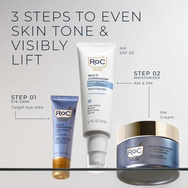 RoC Multi Correxion 5 in 1 Anti-Aging Eye Cream for Puffiness, Under Eye Bags & Dark Circles, Skin Care Treatment with Shea Butter, (.5 oz) with Night Cream Packette (Packaging May Vary) - Image 9