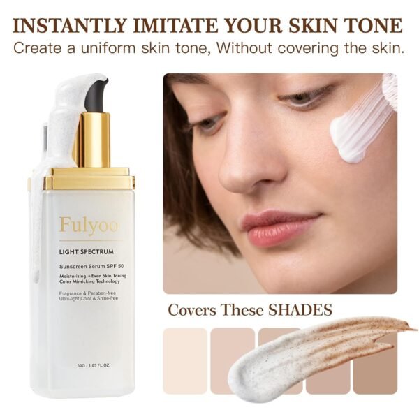 4-in-1 Tinted Moisturizer With SPF50，Anti-Aging，Against UVA and UVB，Bio Mimic Foundation，Suitable for Sensitive Skin,Simple and Easy - Image 3