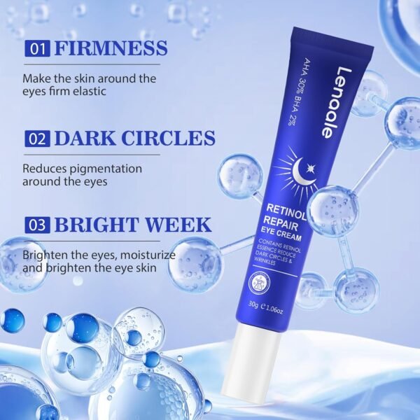 Retinol Eye Cream, Hydrating Under Eye Care Daily Wrinkle Cream, Infused with AHA30% to Smooth and Hydrate Skin, Eye Crea for Dark Circles Treatments, Reduce Under Eye Bags, Smooth Wrinkles, 1Pack - Image 8