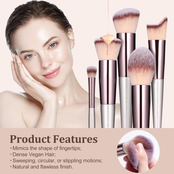 BS-MALL Makeup Brush Set 18 Pcs Premium Synthetic Foundation Powder Concealers Eye shadows Blush Makeup Brushes with black case - Image 4