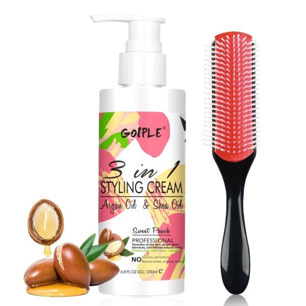 3-In-1 Styling Cream for Flyaways - Anti-Frizz Cream to Define All Hair Types & Textures - Add Shine and Smoothness with Brush - Image 2