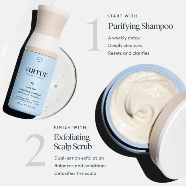 Virtue Clarifying Detox Sulfate Free Shampoo with Charcoal Powder to Remove Excess Oil and Product Build Up, Color Safe, 4 Fl Oz - Image 5