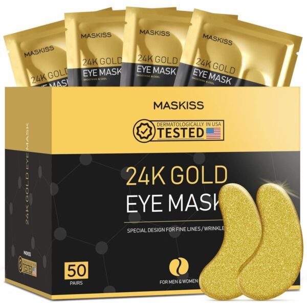 24k Gold Under Eye Patches (50 Pairs), eye mask, Collagen Skin Care Products, Eye Patches for Puffy Eyes, eye masks for dark circles and puffiness - Image 2