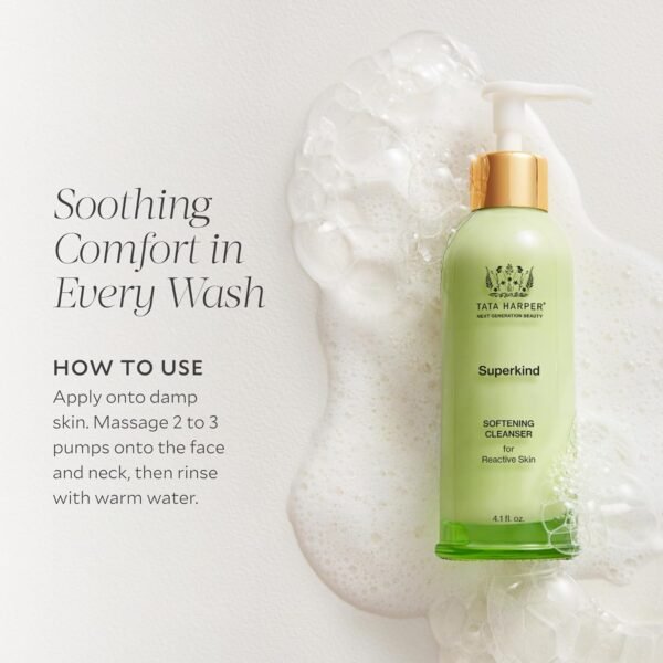 Tata Harper Superkind Softening Cleanser, Gentle Cleanser for Sensitive Skin, Hypoallergenic Skincare, Fragrance Free, Natural Skincare, Dermatologist Tested, Vegan, 125ml - Image 5