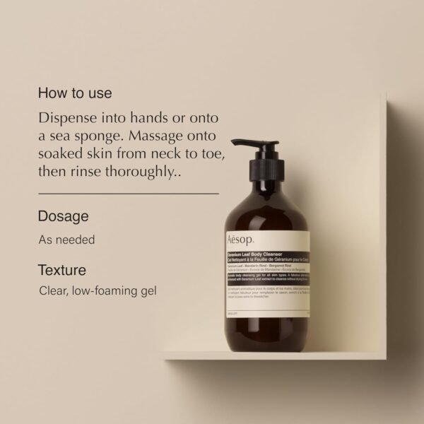 Aesop Geranium Leaf Body Cleanser and Shampoo | Paraben, Cruelty-free & Vegan | 16.9 oz - Image 3