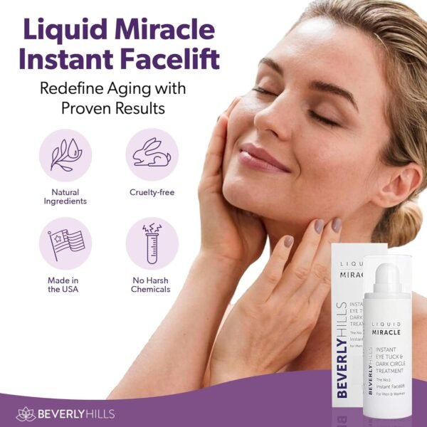 Beverly Hills Instant Facelift Anti Aging Eye Serum Treatment for Dark Circles, Puffy Eyes, Wrinkles, Under Eye Bags, Fine Lines, and Crows Feet | 30mL (120 Days Supply) - Image 8