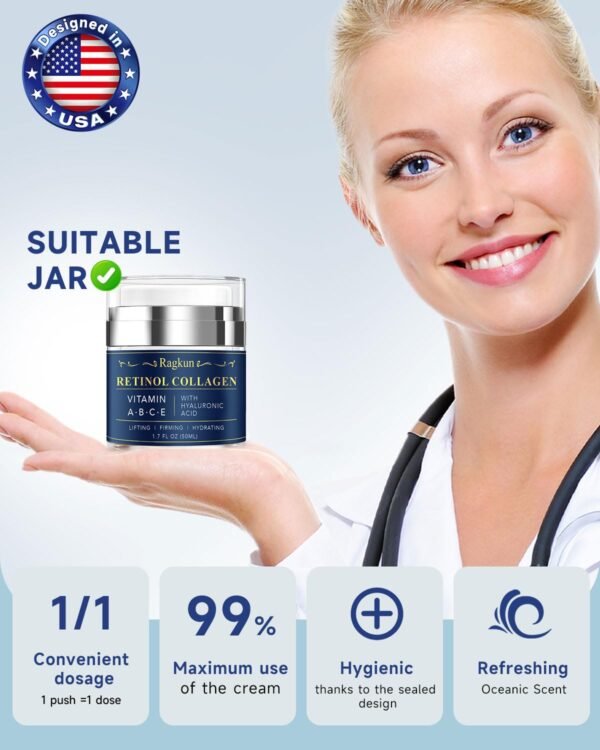 Retinol Cream for Face, Collagen Neck Creams for Tightening and Firming, Anti Aging Day & Night Facial Moisturizer for Women & Men, Instant Face Lift Wrinkle Cream 1.7 fl. oz. - Image 5