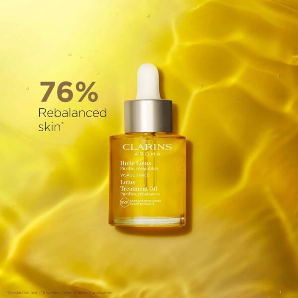 Clarins Lotus Face Oil Treatment | Hydrates, Tones and Balances Skin | Visibly Tightens Pores | Minimizes Fine Lines |Skin Is Immediately Velvety*|100% Natural Plant Extracts |Oily To Combination Skin - Image 3
