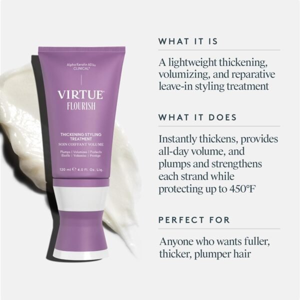 VIRTUE Flourish Hair Thickening Styling Treatment for Thinning or Fine Hair, Volumizes and Thickens Thin Hair, 4 Fl Oz - Image 3