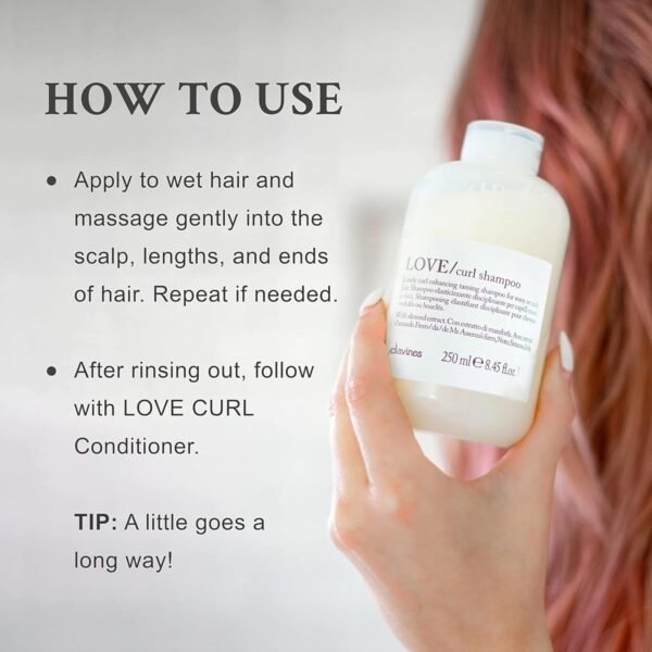 Davines LOVE Curl Shampoo | Wavy & Curly Hair Shampoo | Smooth and Moisturize Curls with Almond Extract | 8.45 fl oz - Image 3