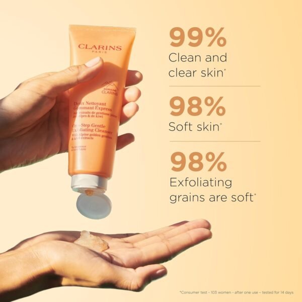 Clarins One-Step Gentle Exfoliating Cleanser | 3-In-1 Cleanser, Makeup Remover and Exfoliator | Boosts Radiance | Plant-Based Exfoliating Beads | All Skin Types | 4.3 Ounces - Image 3