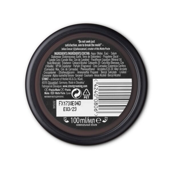 STMNT Grooming Goods Matte Paste 3.38 oz | All Day Strong Hold & High Volume | Hair Clay Paste For Men | Non-Greasy Formula | Texture Paste for Hair | Ideal for Dry & Damp Hair | Mens Hair Styling - Image 7