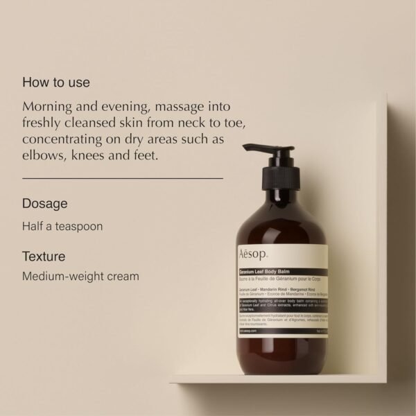 Aesop Geranium Leaf Duet | Gel Body Cleanser + Body Balm | Aromatic Pairing For Cleansed and Supple Skin | Paraben-Free, Cruelty-Free & Vegan |16.9 oz + 16.5 oz - Image 4