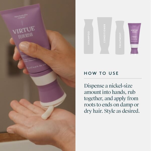 VIRTUE Flourish Hair Thickening Styling Treatment for Thinning or Fine Hair, Volumizes and Thickens Thin Hair, 4 Fl Oz - Image 8