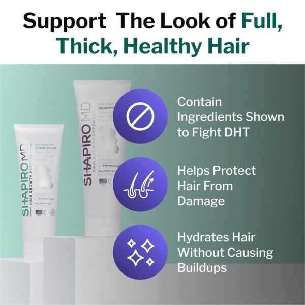 Shapiro MD Hair Growth Experts Hair Loss Shampoo and Conditioner, DHT Fighting Vegan Formula for Thinning Hair Developed by Dermatologists, Experience Healthier, Fuller & Thicker Looking Hair - Image 4