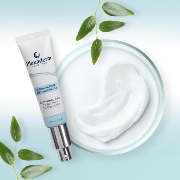 Plexaderm Dual Action Repair 1% Retinol Face Cream. Anti Aging Cream Serum with Retinol, Bakuchiol, and Hyaluronic Acid to Fight Fine Lines and Wrinkles, 1 fl. oz. - Image 8