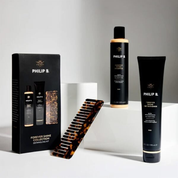 PHILIP B. Forever Shine Collection Kit - Limited Edition Set With Shampoo, Conditioner, Notes of Pure Oud & Detangling Comb - Image 10