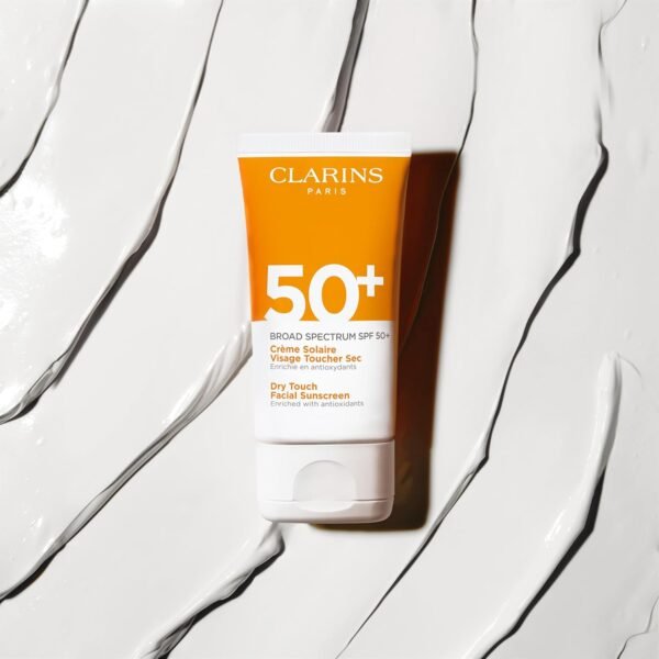 Clarins Dry Touch Face Sunscreen | Broad Spectrum SPF 50+ | UVA/UVB Protection | Lightweight and No White Cast | Enriched with Antioxidants | All Skin Types, including Sensitive Skin | 1.7 Ounces - Image 5