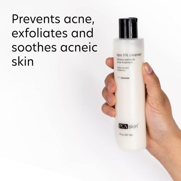 PCA SKIN 5% Benzoyl Peroxide Face Wash, Foaming Acne Facial Cleanser for Oily and Acne Prone Skin, Eliminates Existing Acne and Helps Prevent Future Breakouts, Cleanses and Calms, 7.0 Oz Bottle - Image 4